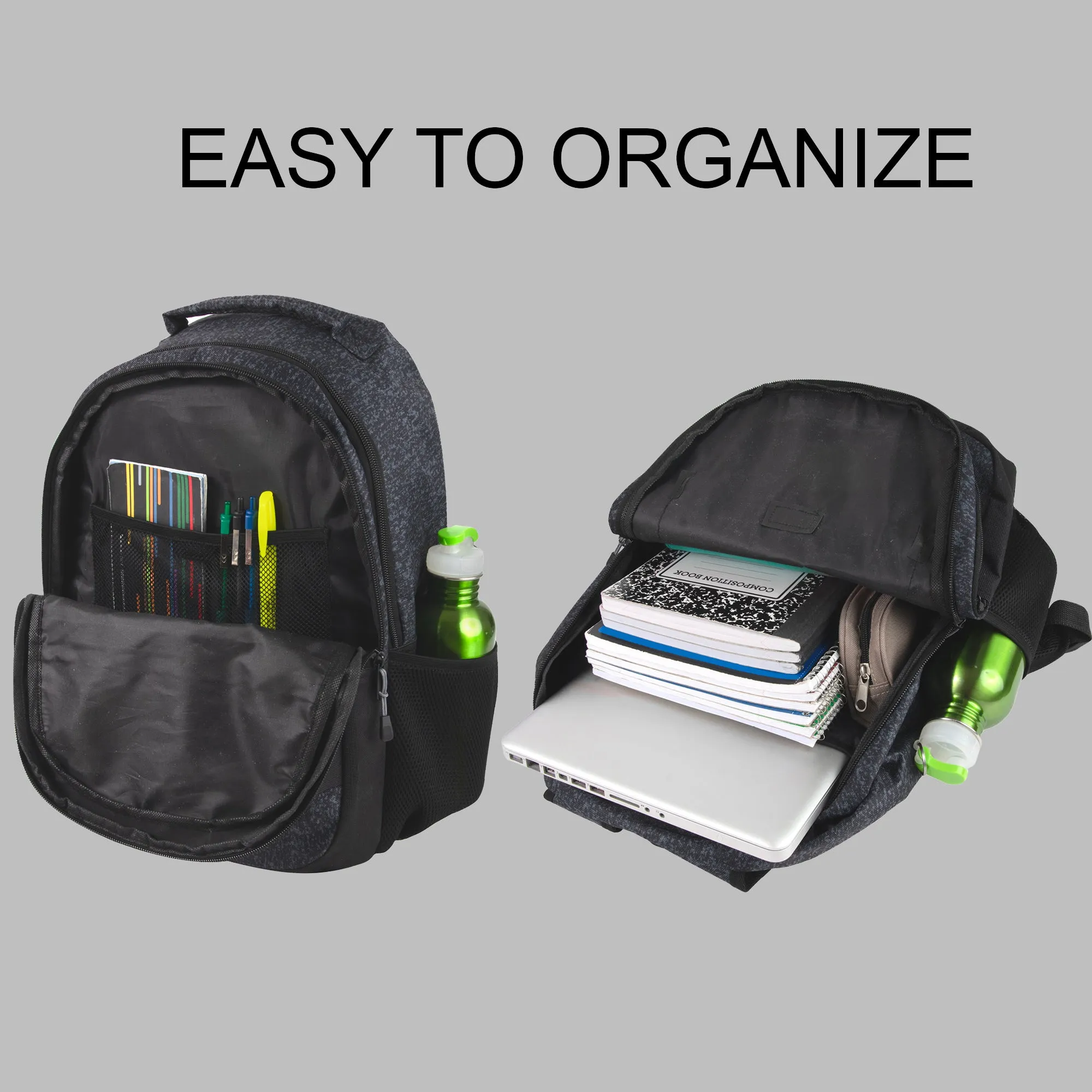 19 Inch Dual Strap Skate  Backpack w Laptop Sleeve - Grey Heather