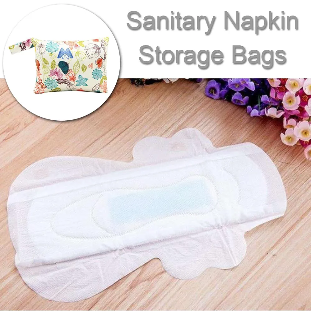 2 Pcs Sanitary Napkin Storage Bags,Menstrual Sanitary Maternity Pads Organisers Pouch Tampons Collect Bags Nursing Pad Holder Washable for Women and Girls