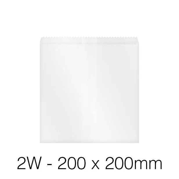 500x 1W 2W Paper Bags White Flat Sandwich Pie Take Away Takeaway Lolly String 3F
