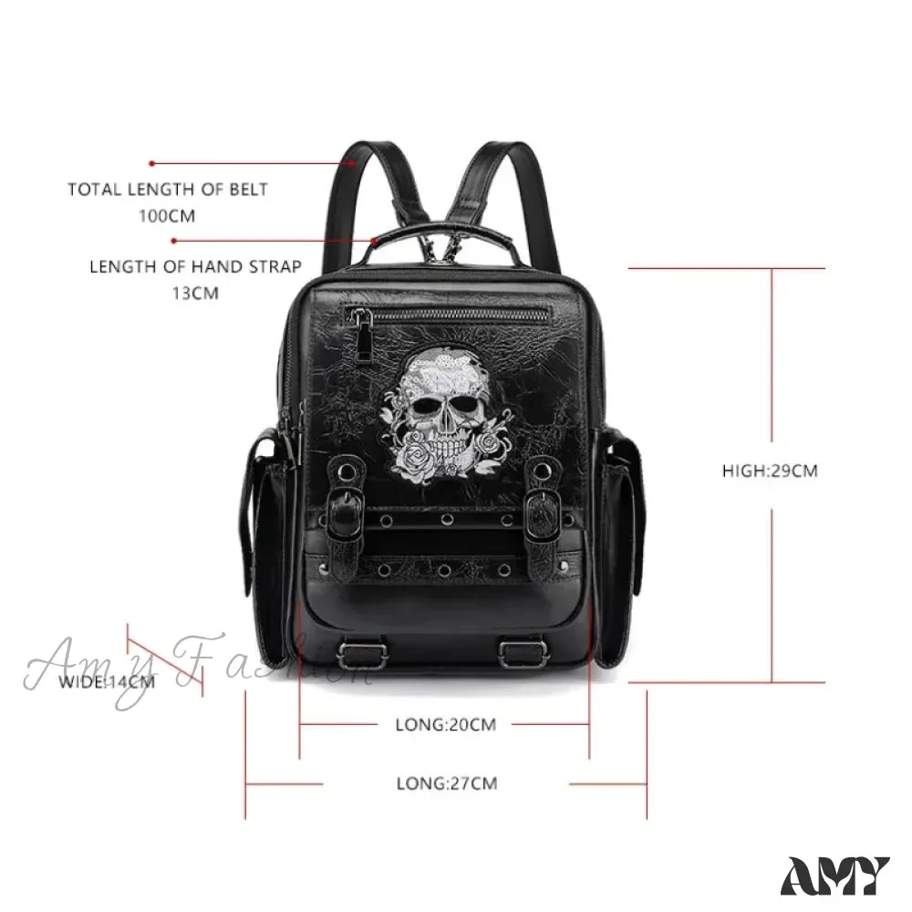 Backpack Skull Style Bag Large Waterproof Capacity Unisex Multi-function Goth