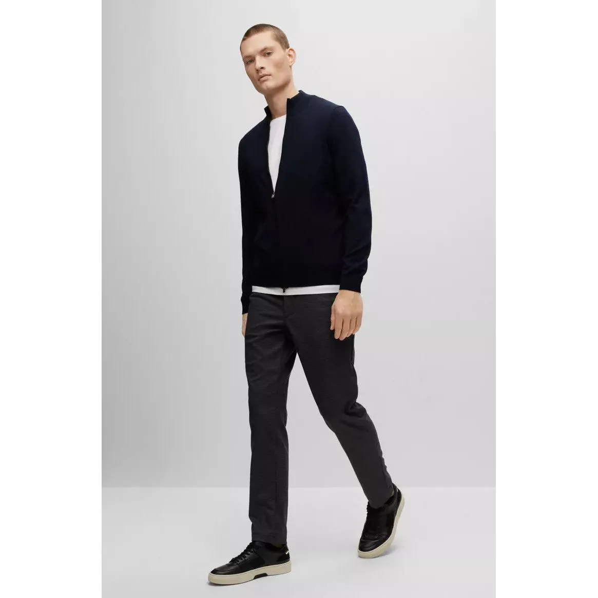 BOSS SIGNATURE-STRIPE LOW-PROFILE TRAINERS IN LEATHER