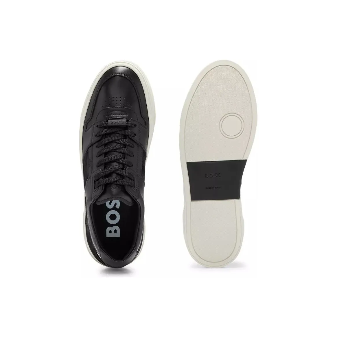 BOSS SIGNATURE-STRIPE LOW-PROFILE TRAINERS IN LEATHER