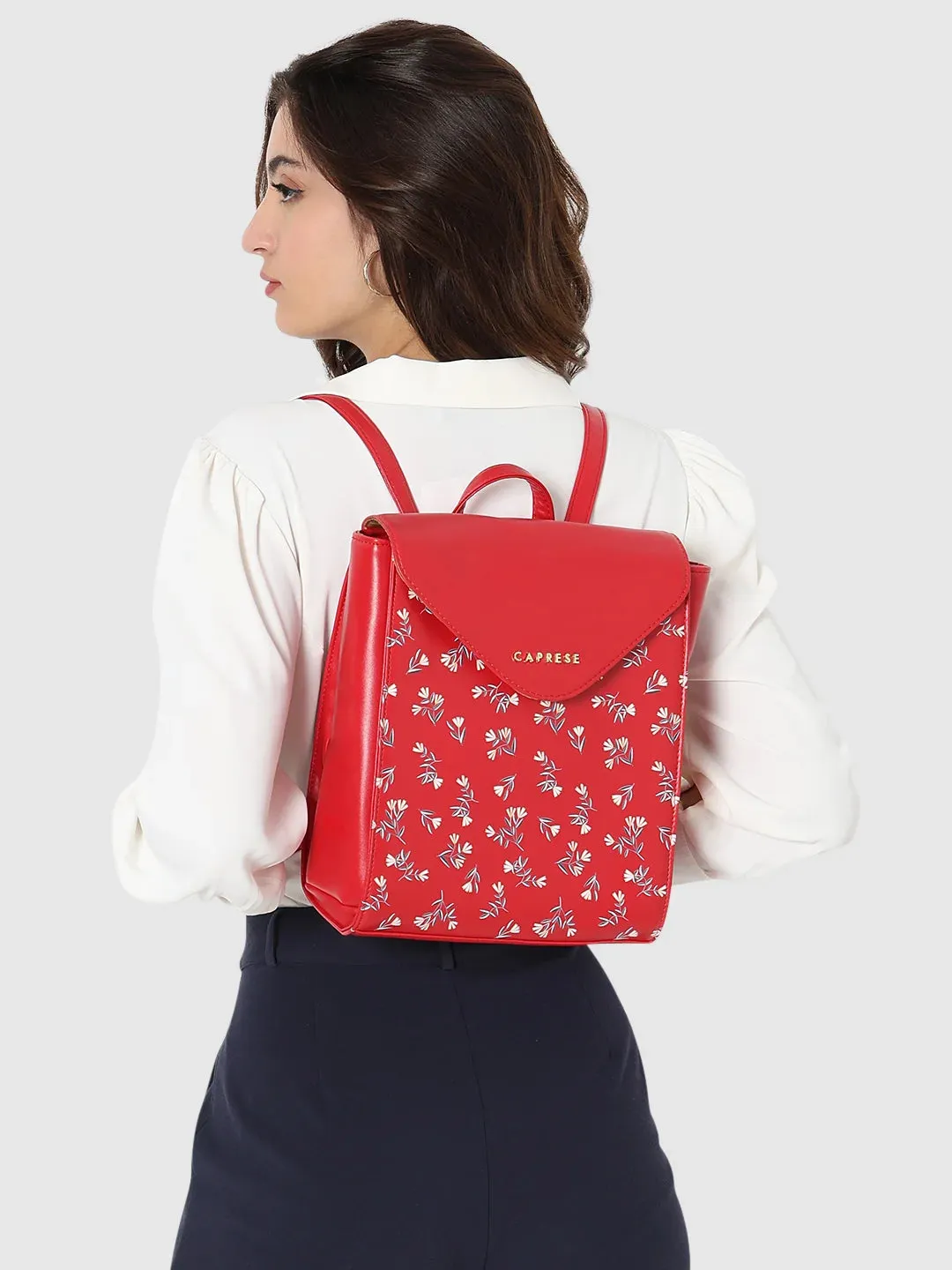 Caprese Merida Backpack Large Printed Women'S Bag Red