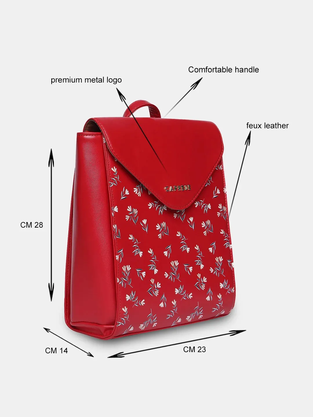 Caprese Merida Backpack Large Printed Women'S Bag Red