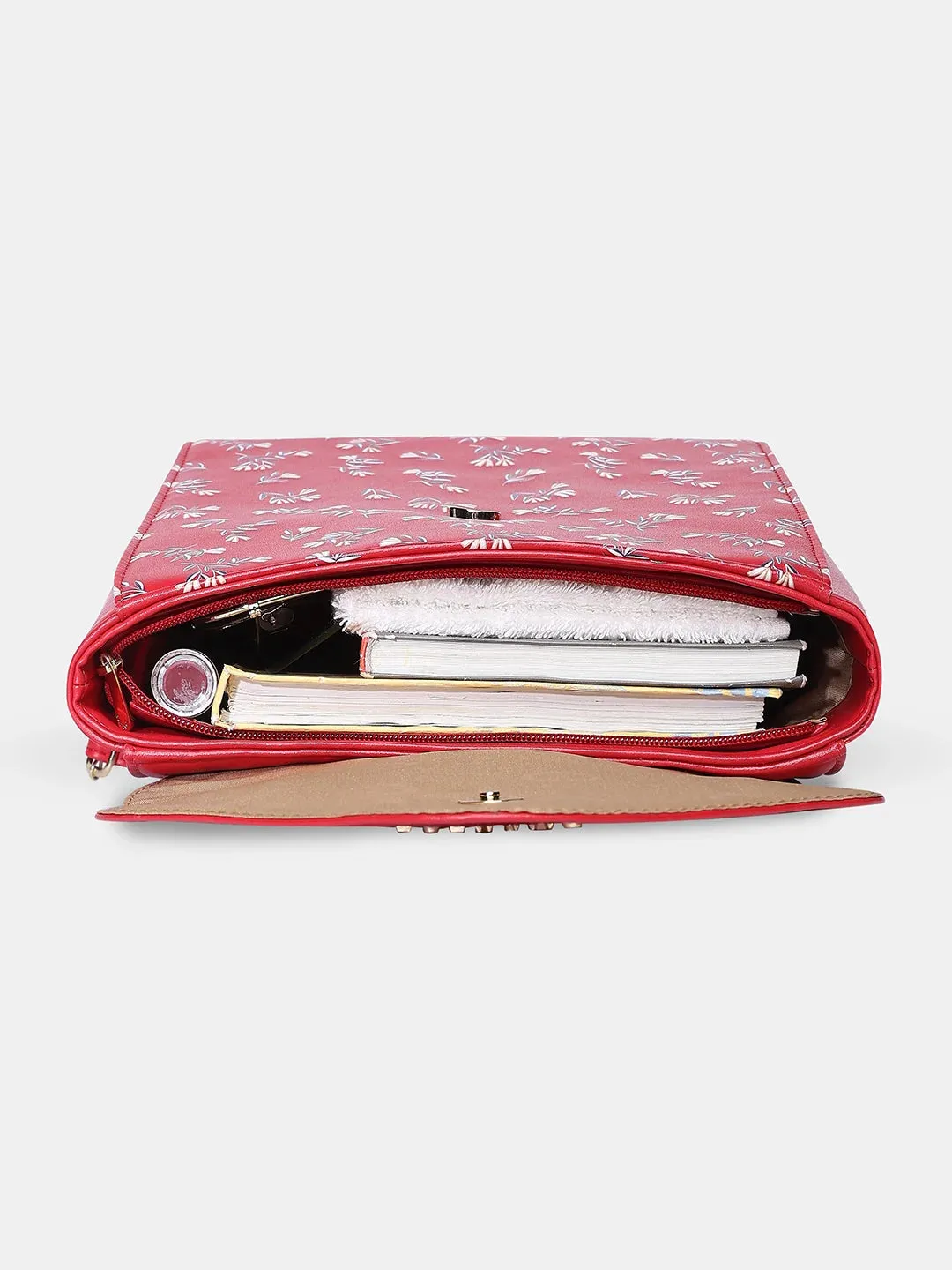 Caprese Merida Backpack Large Printed Women'S Bag Red