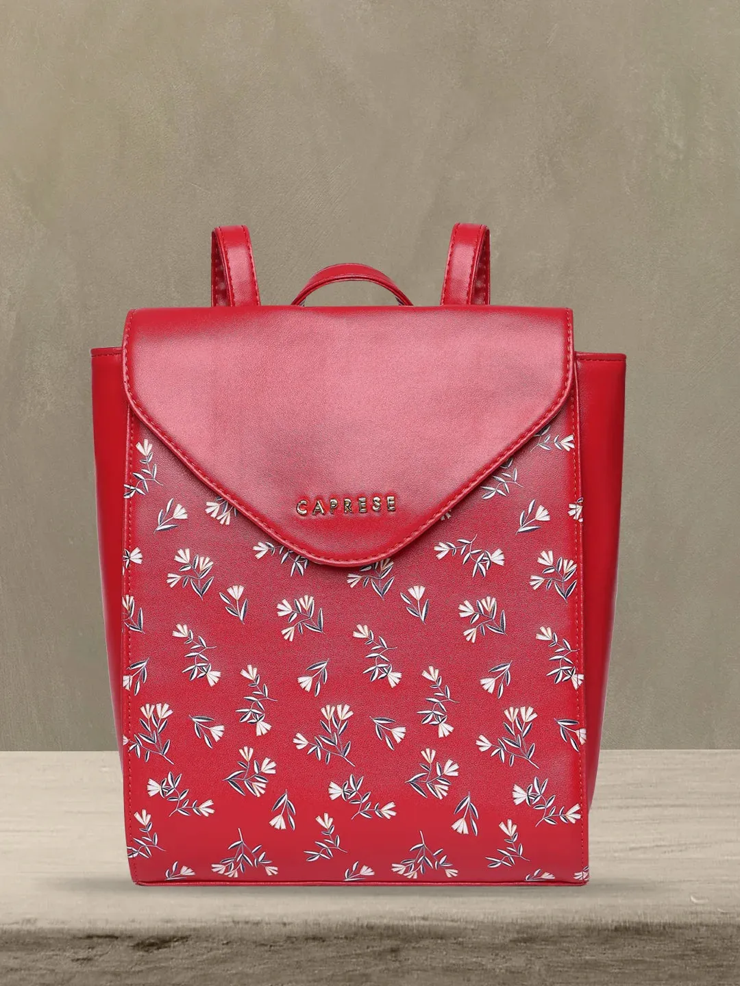 Caprese Merida Backpack Large Printed Women'S Bag Red