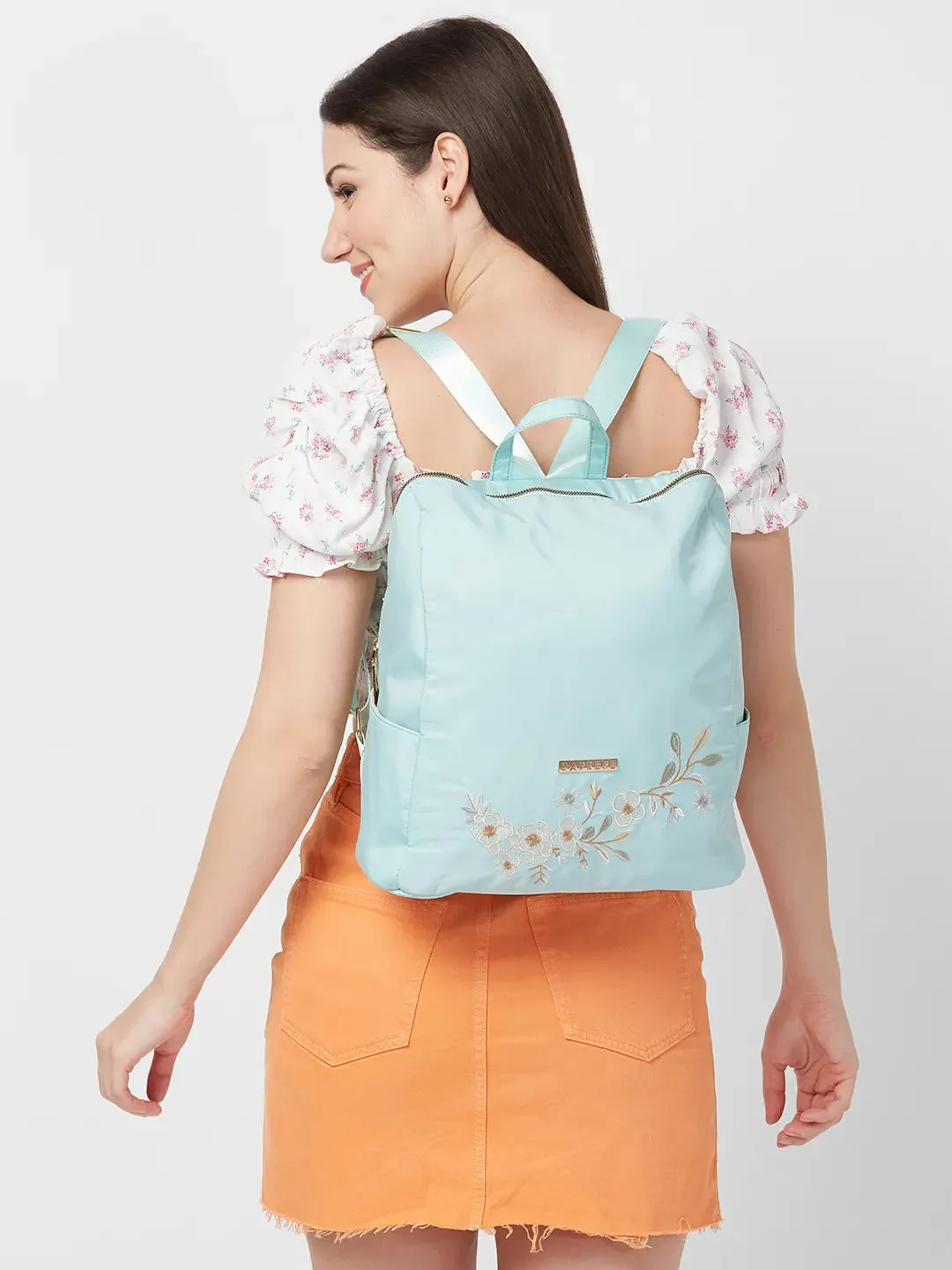 Caprese Sierra Backpack Embroidery Large Light Blue
