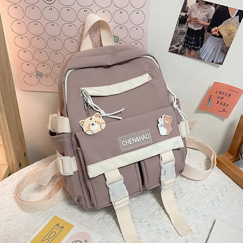 Christmas Gift New Mini Contrast Color Girl Backpack Japanese Harajuku Style Kawaii Ladies Nylon Backpack Cute Schoolgirl Small Schoolbag