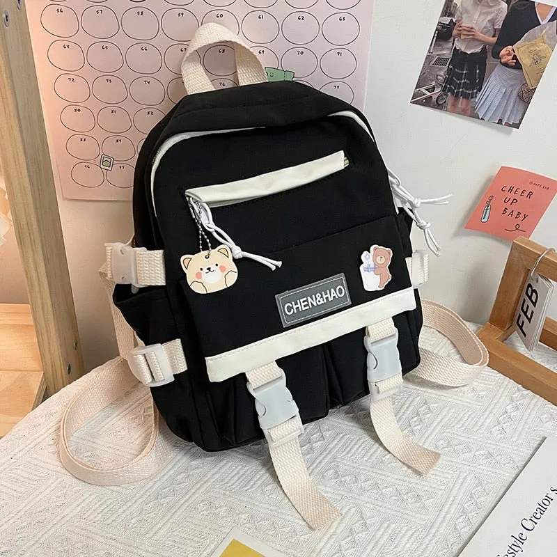 Christmas Gift New Mini Contrast Color Girl Backpack Japanese Harajuku Style Kawaii Ladies Nylon Backpack Cute Schoolgirl Small Schoolbag