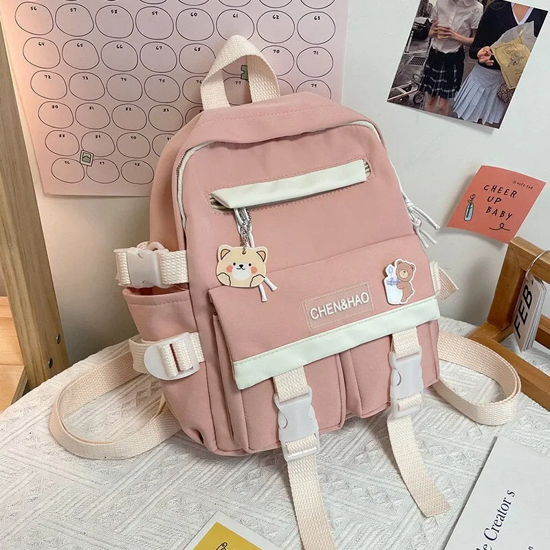 Christmas Gift New Mini Contrast Color Girl Backpack Japanese Harajuku Style Kawaii Ladies Nylon Backpack Cute Schoolgirl Small Schoolbag