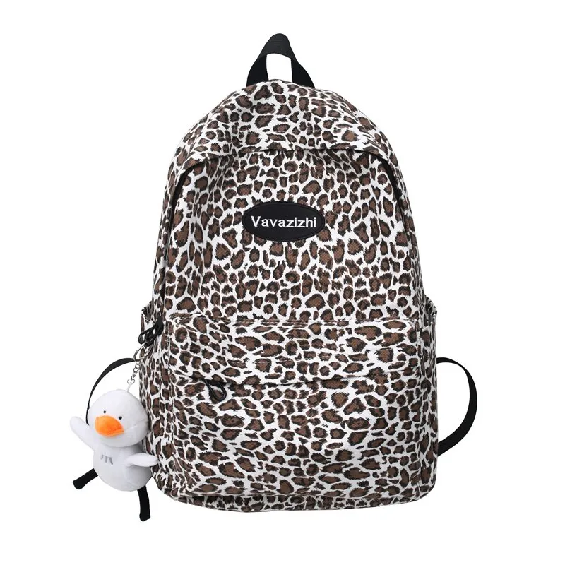 Christmas Gift Unisex Leopard Print Style Backpack, Fashion Trend Women's Nylon Travel Backpack, Casual Simple Student School Bag