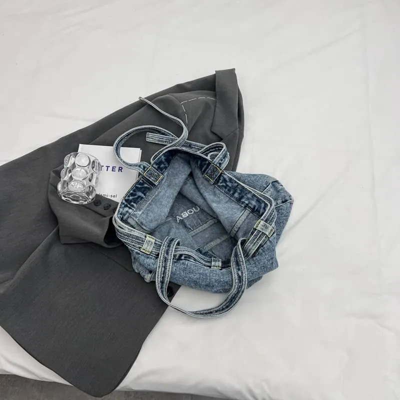 Commuter Denim Tote Bag with Spacious Capacity