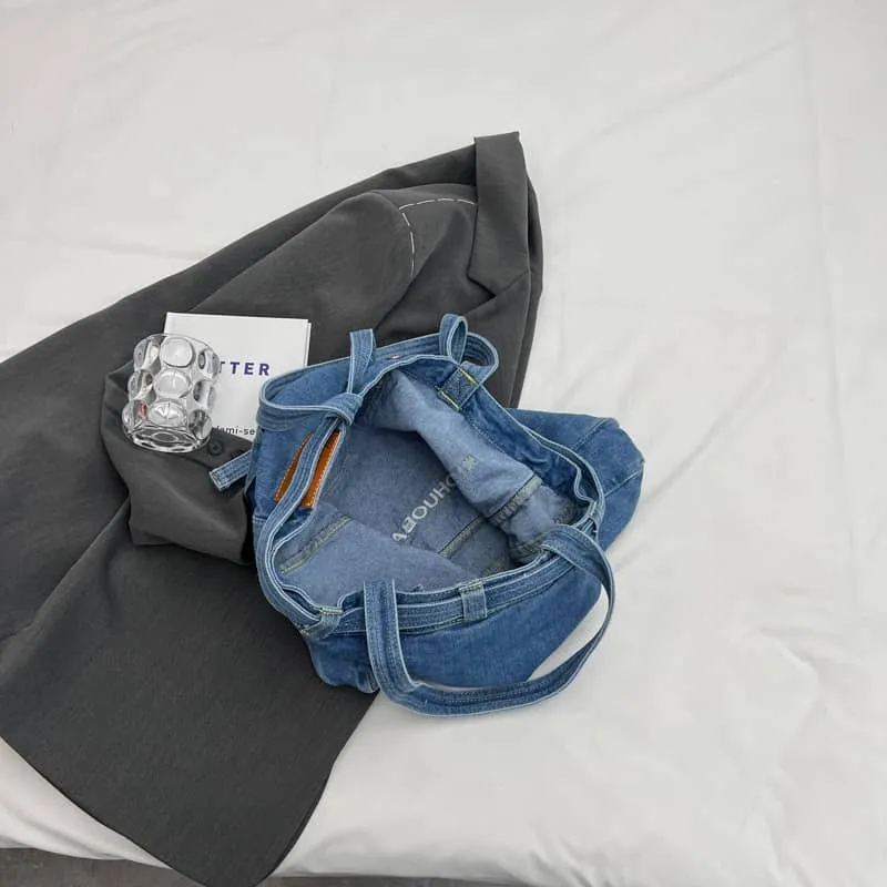 Commuter Denim Tote Bag with Spacious Capacity