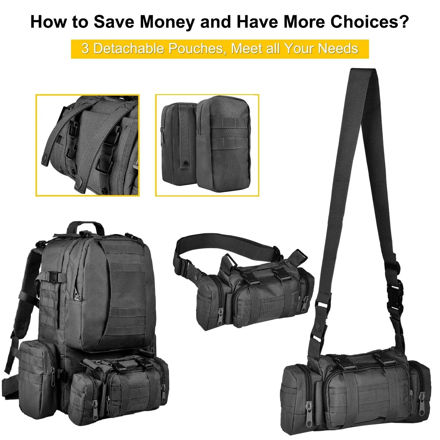 CVLIFE Military Tactical Backpack Army Assault Pack Built-up Molle Bag Rucksack