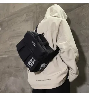 DARK Hip Hop Men's Backpacks Women Hasp Vintage Ribbon Korean Canvas Streetwear Harajuku Backpacks School Bags