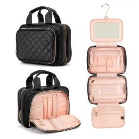 Elite Dance Gear Travel Toiletry Bag with Mirror - Cosmetic Travel Bag with Hanging Hook for Women & Men - Travel-Sized Container for Travel Accessories, Travel Essentials, Toiletries, Jewelry