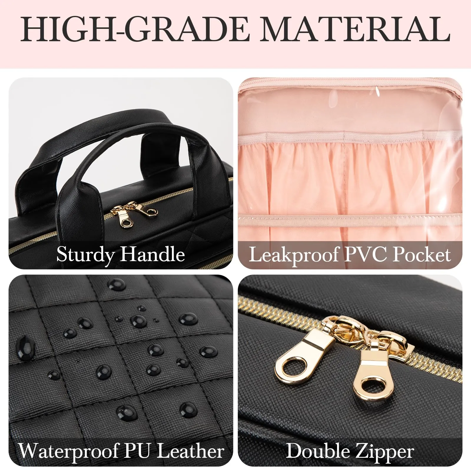 Elite Dance Gear Travel Toiletry Bag with Mirror - Cosmetic Travel Bag with Hanging Hook for Women & Men - Travel-Sized Container for Travel Accessories, Travel Essentials, Toiletries, Jewelry