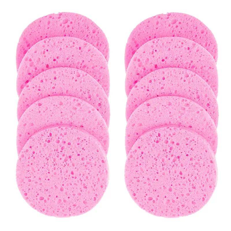 Face Round Makeup Remover Tool: Natural Wood Pulp Sponge, Cellulose Compress Cosmetic Puff, Facial Washing Sponge (5/10pcs, 6/7/8/9cm).