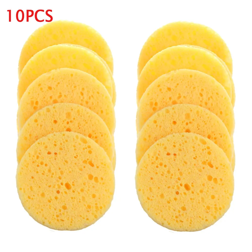 Face Round Makeup Remover Tool: Natural Wood Pulp Sponge, Cellulose Compress Cosmetic Puff, Facial Washing Sponge (5/10pcs, 6/7/8/9cm).