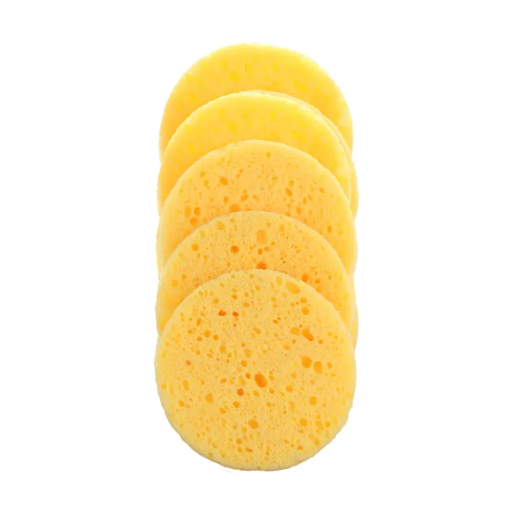 Face Round Makeup Remover Tool: Natural Wood Pulp Sponge, Cellulose Compress Cosmetic Puff, Facial Washing Sponge (5/10pcs, 6/7/8/9cm).