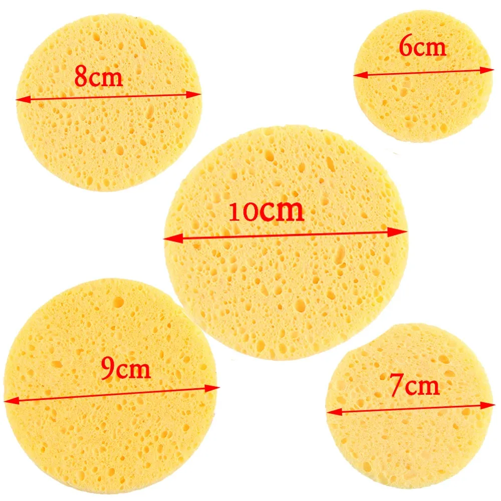 Face Round Makeup Remover Tool: Natural Wood Pulp Sponge, Cellulose Compress Cosmetic Puff, Facial Washing Sponge (5/10pcs, 6/7/8/9cm).
