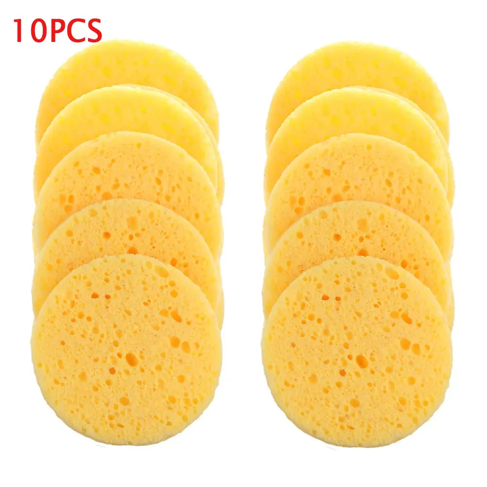 Face Round Makeup Remover Tool: Natural Wood Pulp Sponge, Cellulose Compress Cosmetic Puff, Facial Washing Sponge (5/10pcs, 6/7/8/9cm).