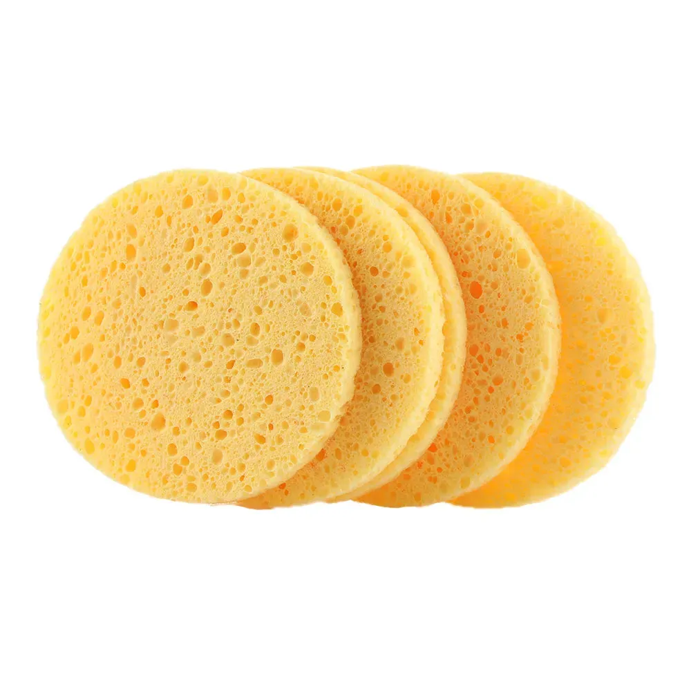 Face Round Makeup Remover Tool: Natural Wood Pulp Sponge, Cellulose Compress Cosmetic Puff, Facial Washing Sponge (5/10pcs, 6/7/8/9cm).