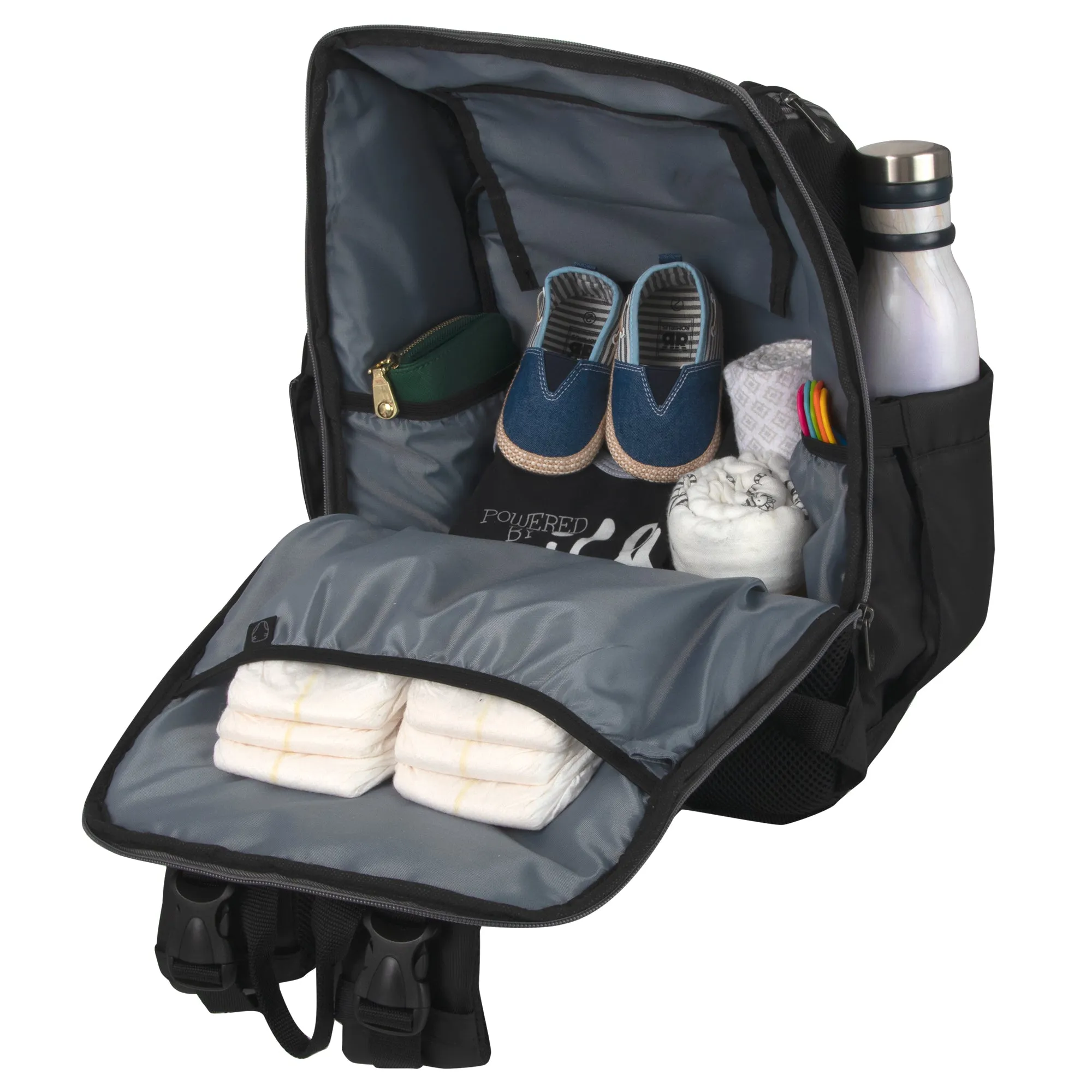 Fisher-Price Fastfinder Multi-Pocket Diaper Bag Backpack - Black