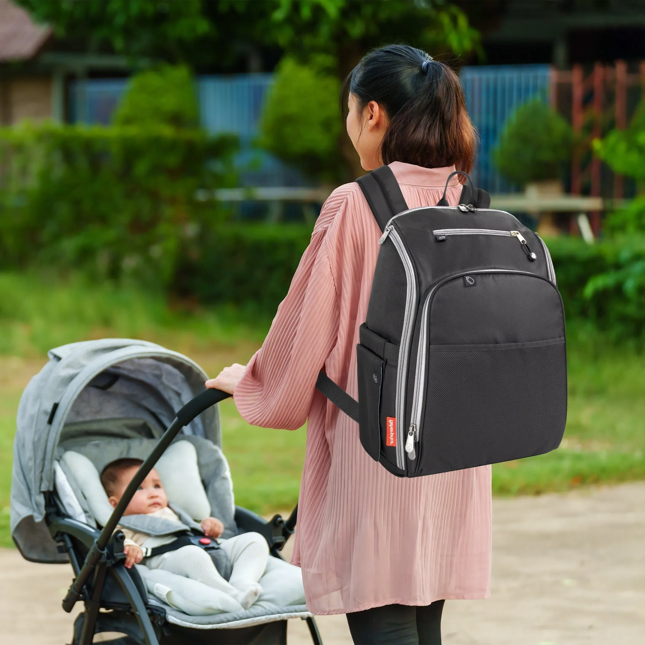 Fisher-Price Fastfinder Multi-Pocket Diaper Bag Backpack - Black
