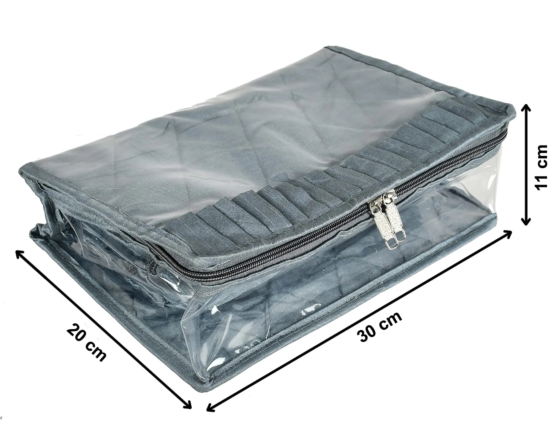 Kuber Industries Laminated Jewellery Organiser With 13 Transparent Pouches (Grey)