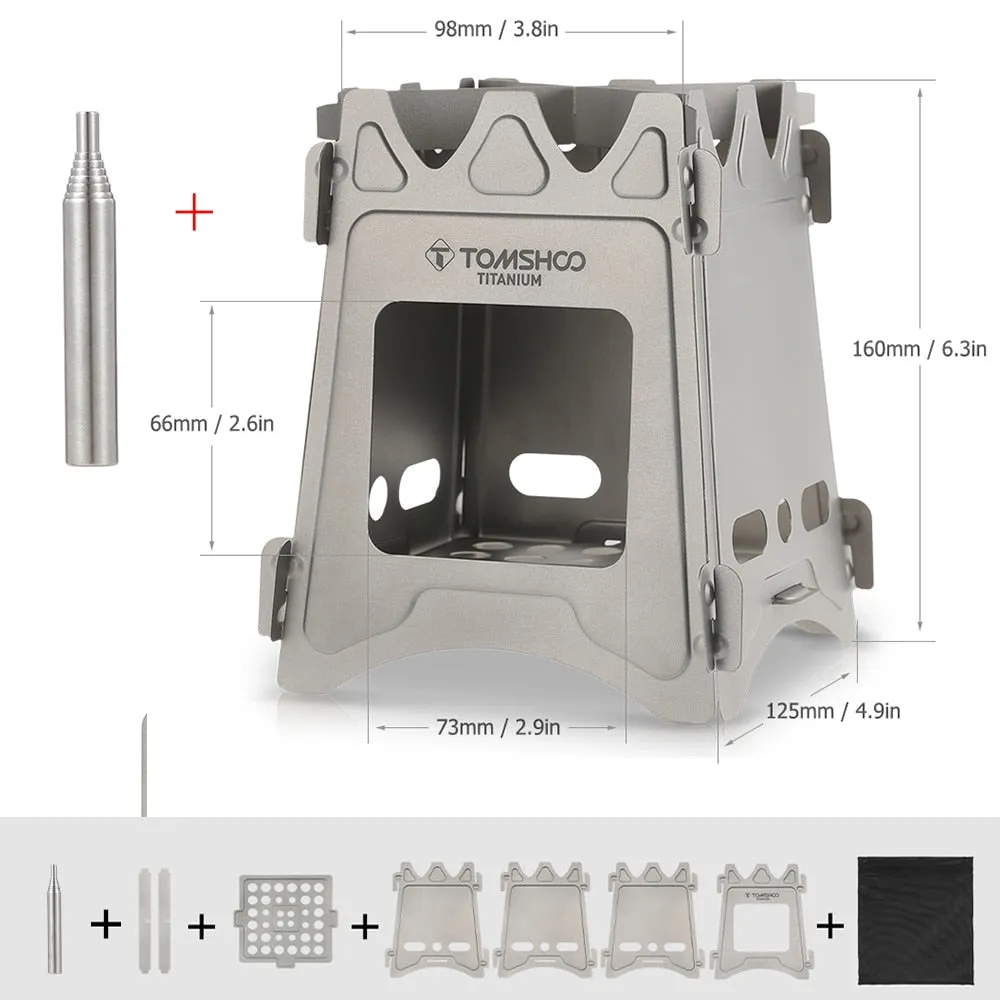 Lightweight Titanium Wood Stove Backpacking Camping Outdoor Portable Firewood Furnace