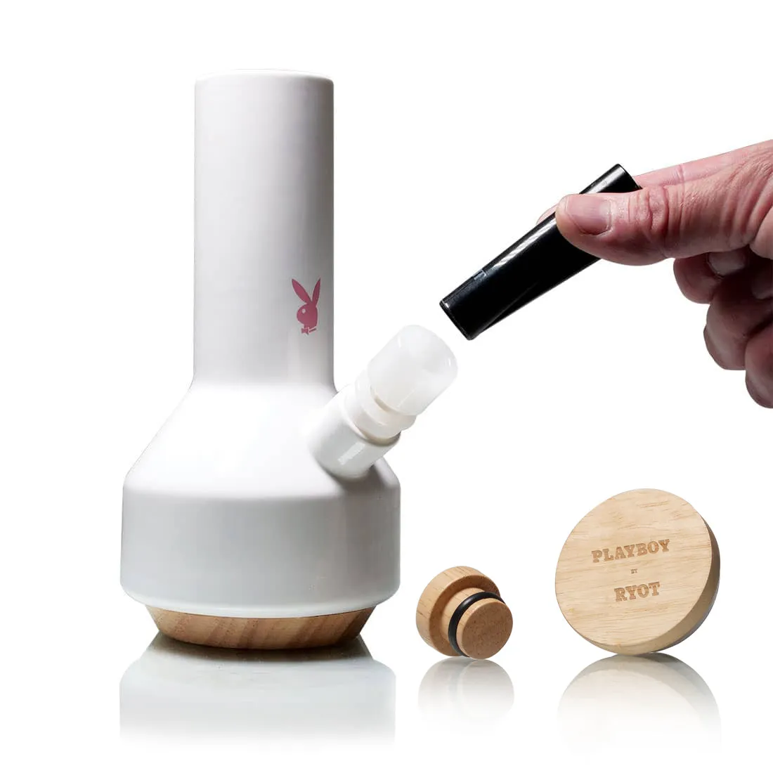PLAYBOY X RYOT WHITE CERAMIC TRAVELER WATER PIPE