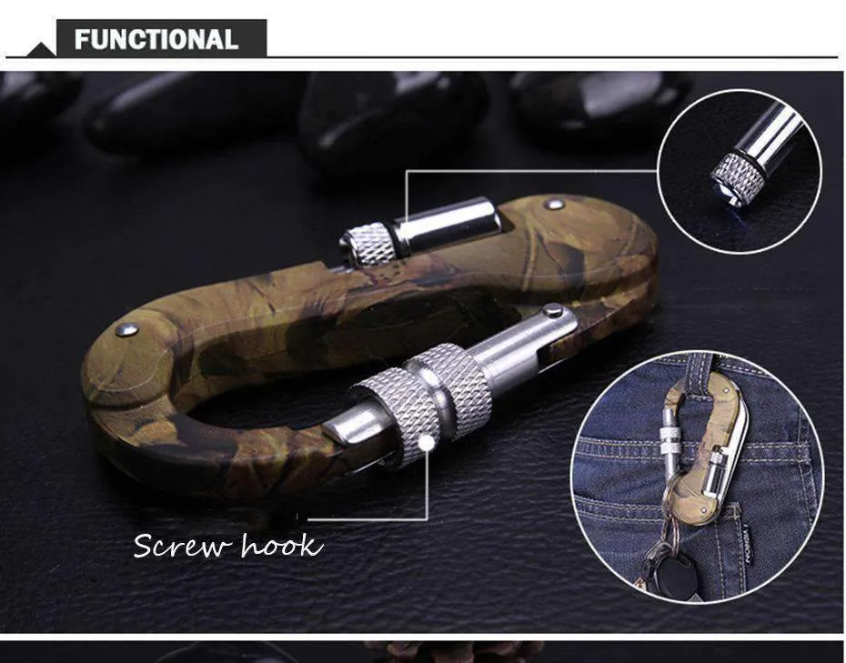 Quick-Draw Carabiner Multi Tools With Micro LED