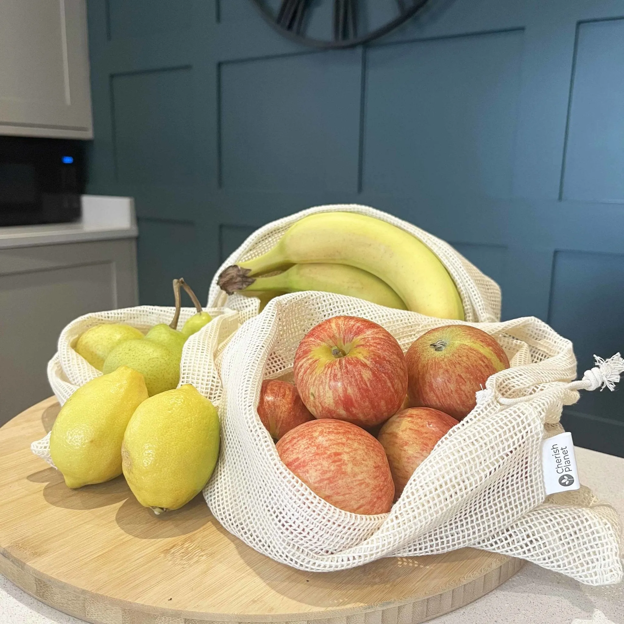 Reusable, Natural, Washable Drawstring Cotton Bags Set of 3