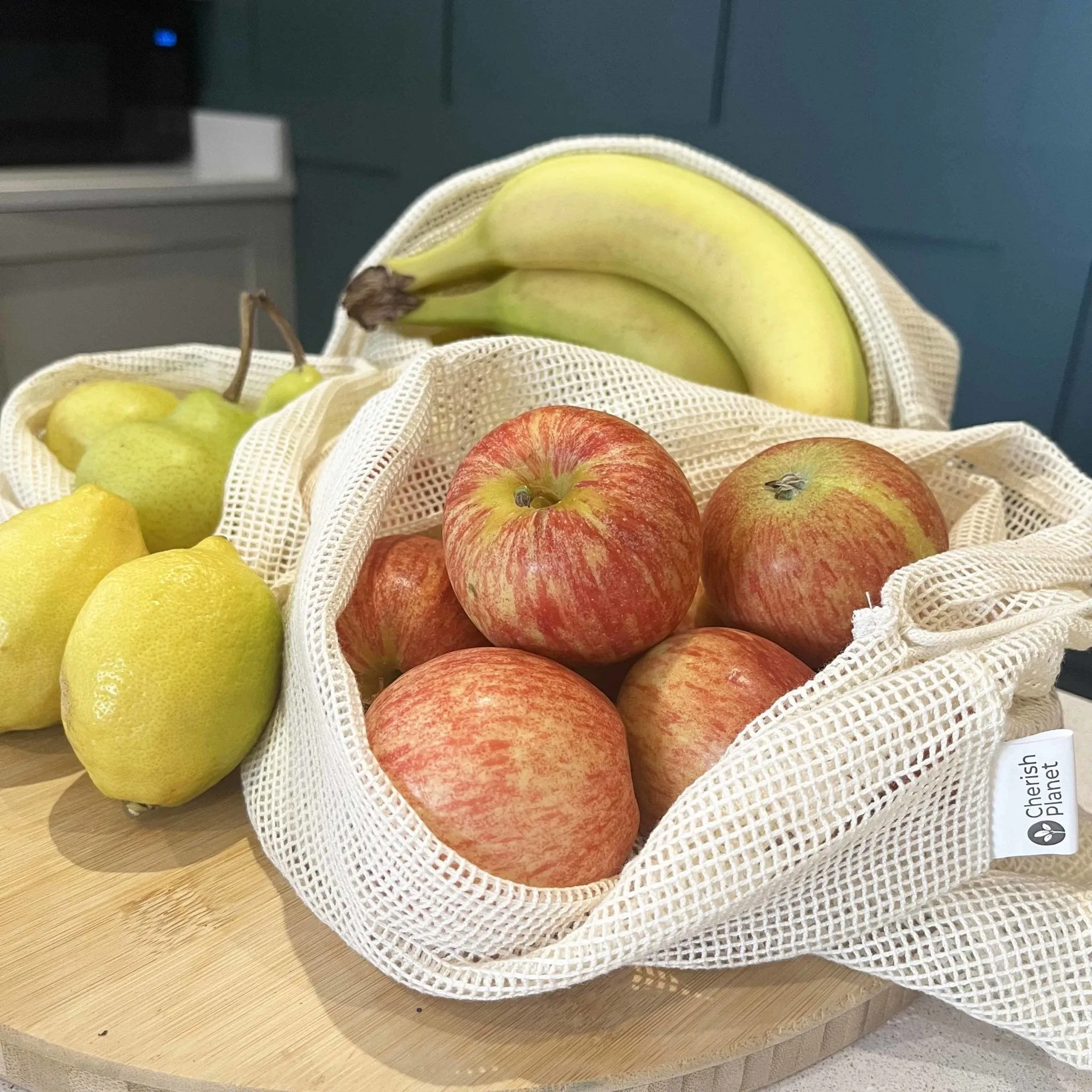 Reusable, Natural, Washable Drawstring Cotton Bags Set of 3