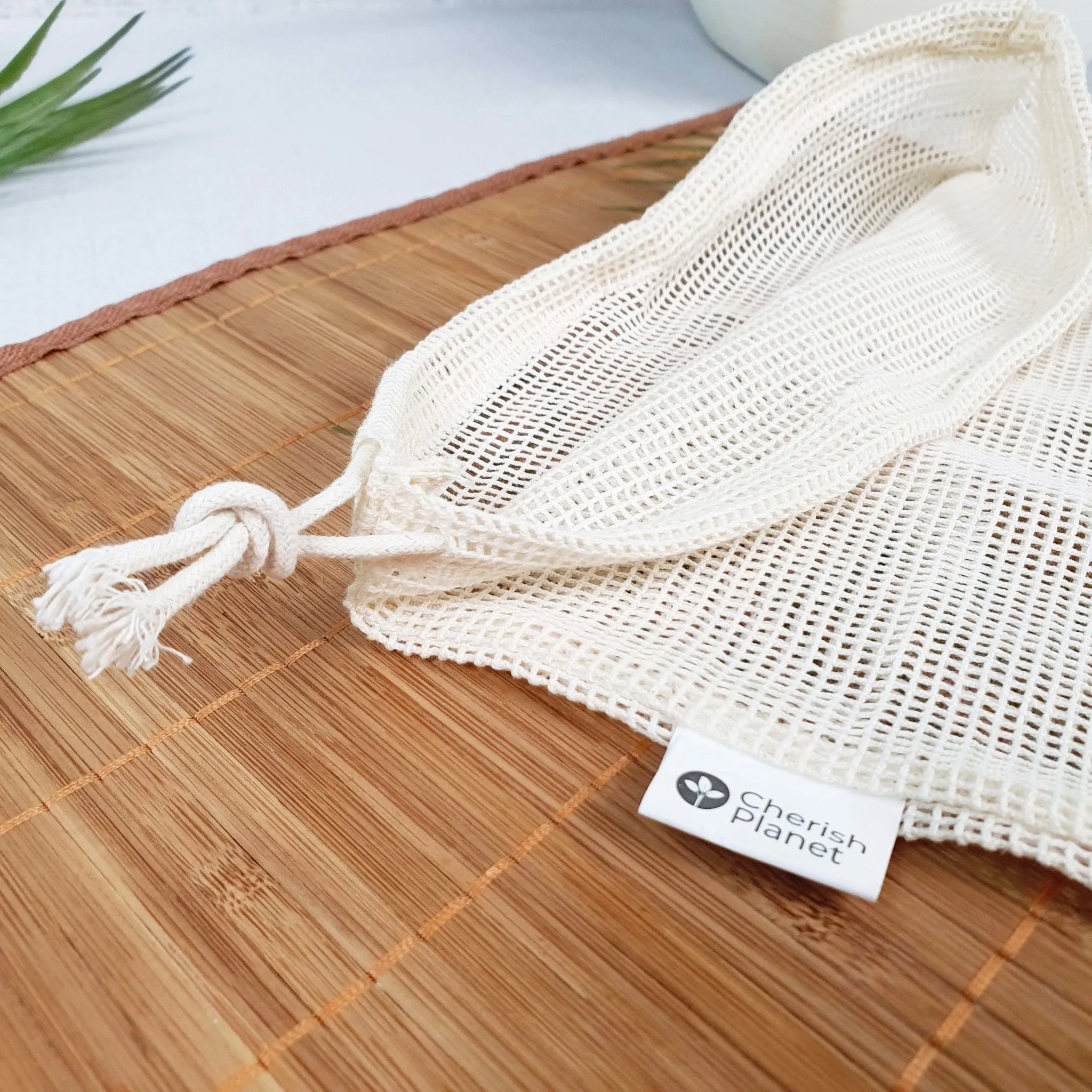 Reusable, Natural, Washable Drawstring Cotton Bags Set of 3