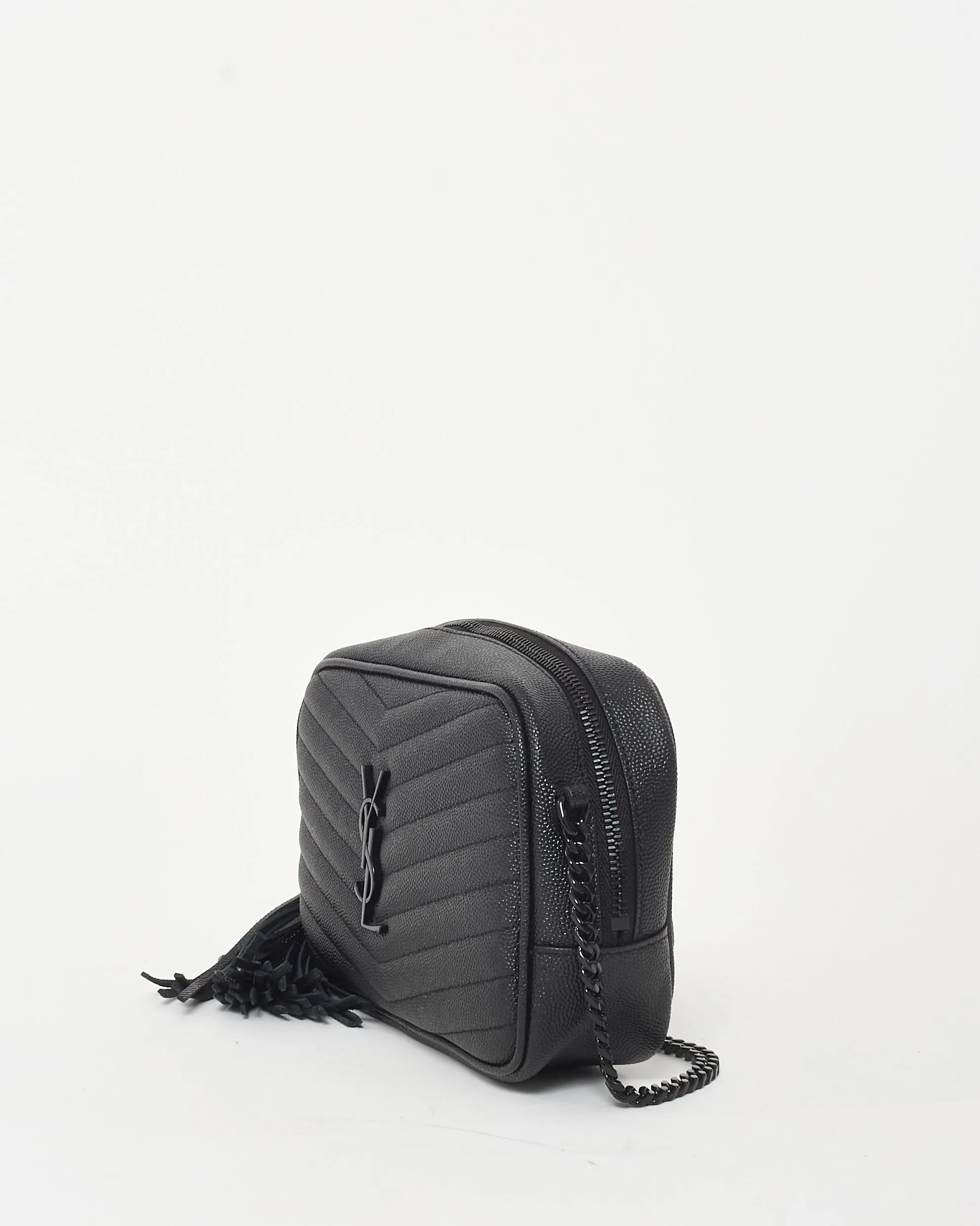 Saint Laurent Black Grain De Poudre Mini Lou Crossbody Bag
