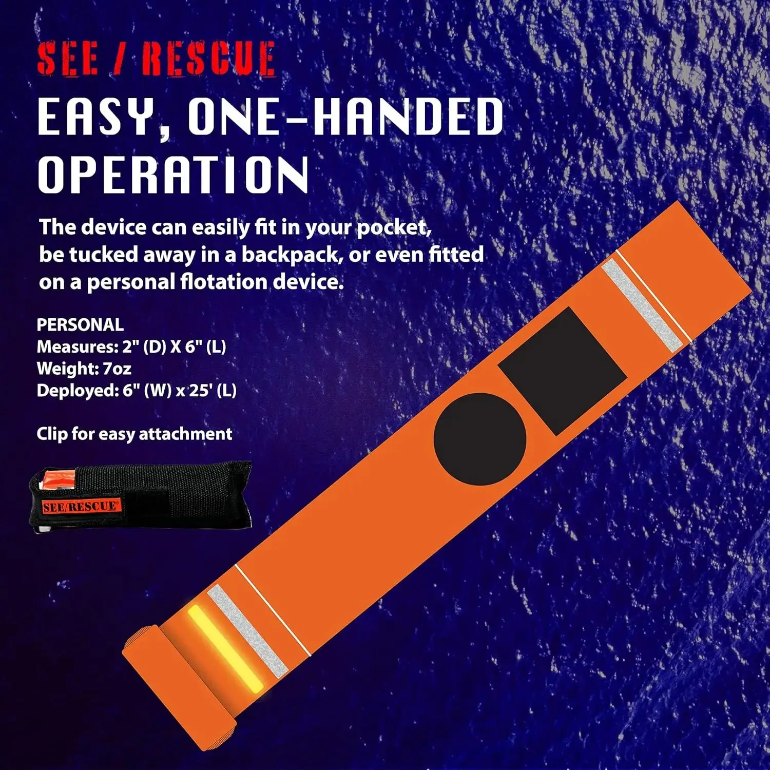 SEE/RESCUE® Streamer Survival Tool - 25' Distress Signal Streamer