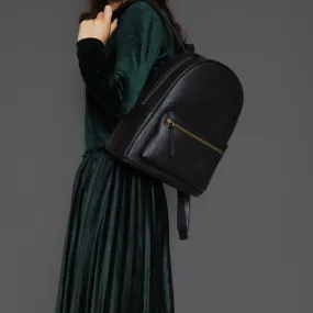 Stylish Womens Small Black Leather Backpack Leather Rucksack
