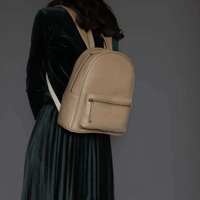 Stylish Womens Small Black Leather Backpack Leather Rucksack