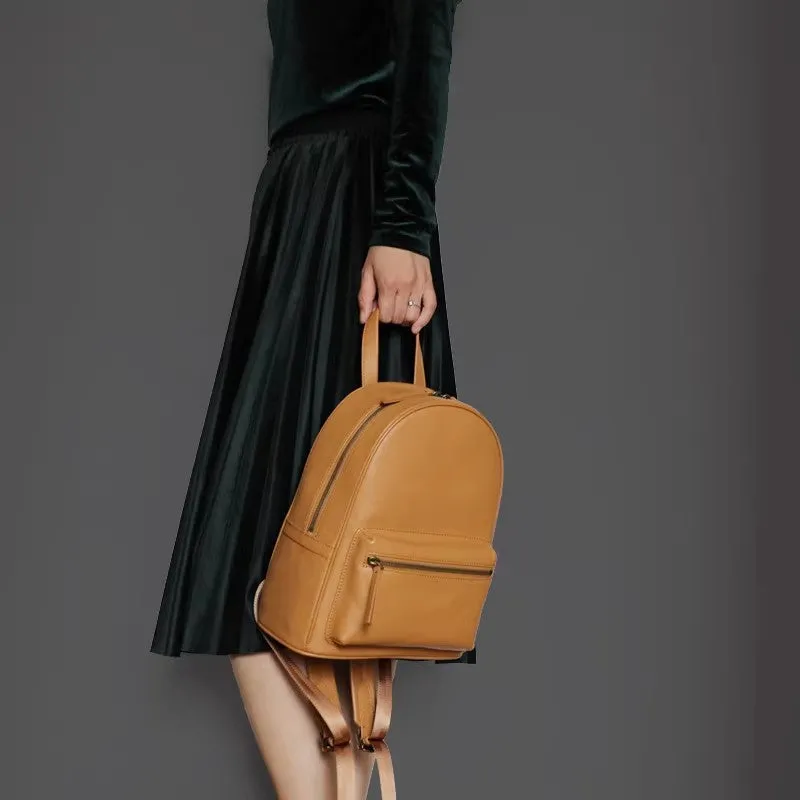 Stylish Womens Small Black Leather Backpack Leather Rucksack