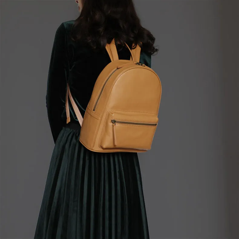 Stylish Womens Small Black Leather Backpack Leather Rucksack