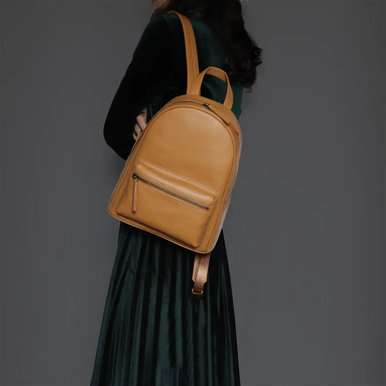 Stylish Womens Small Black Leather Backpack Leather Rucksack