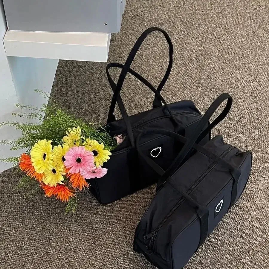 TAVIMART  -  Women Y2k Shoulder Bags Large Capacity Heart Nylon Boston Handbag Korean Fashion Design Girls Casual Commuter Bag New