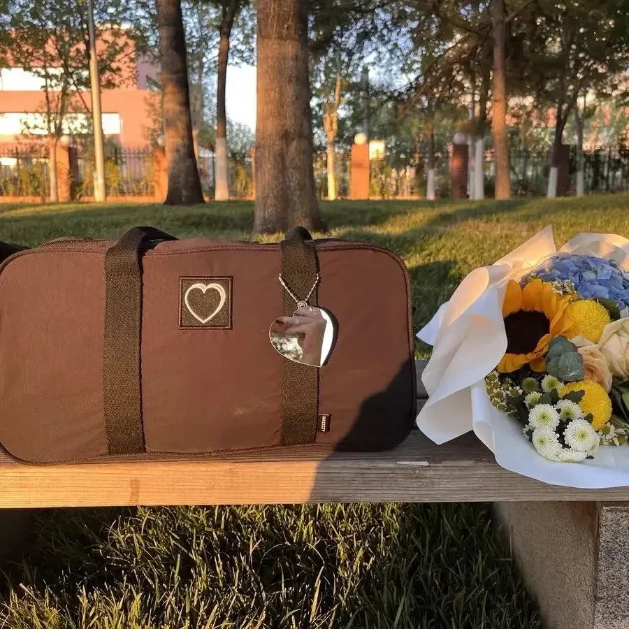 TAVIMART  -  Women Y2k Shoulder Bags Large Capacity Heart Nylon Boston Handbag Korean Fashion Design Girls Casual Commuter Bag New