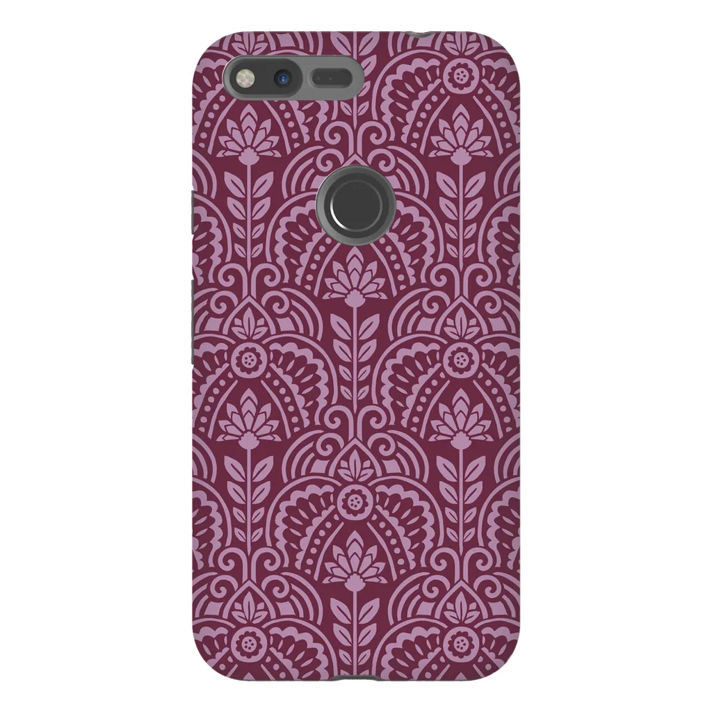 Tough Phone Case - Maroon Deco Pattern