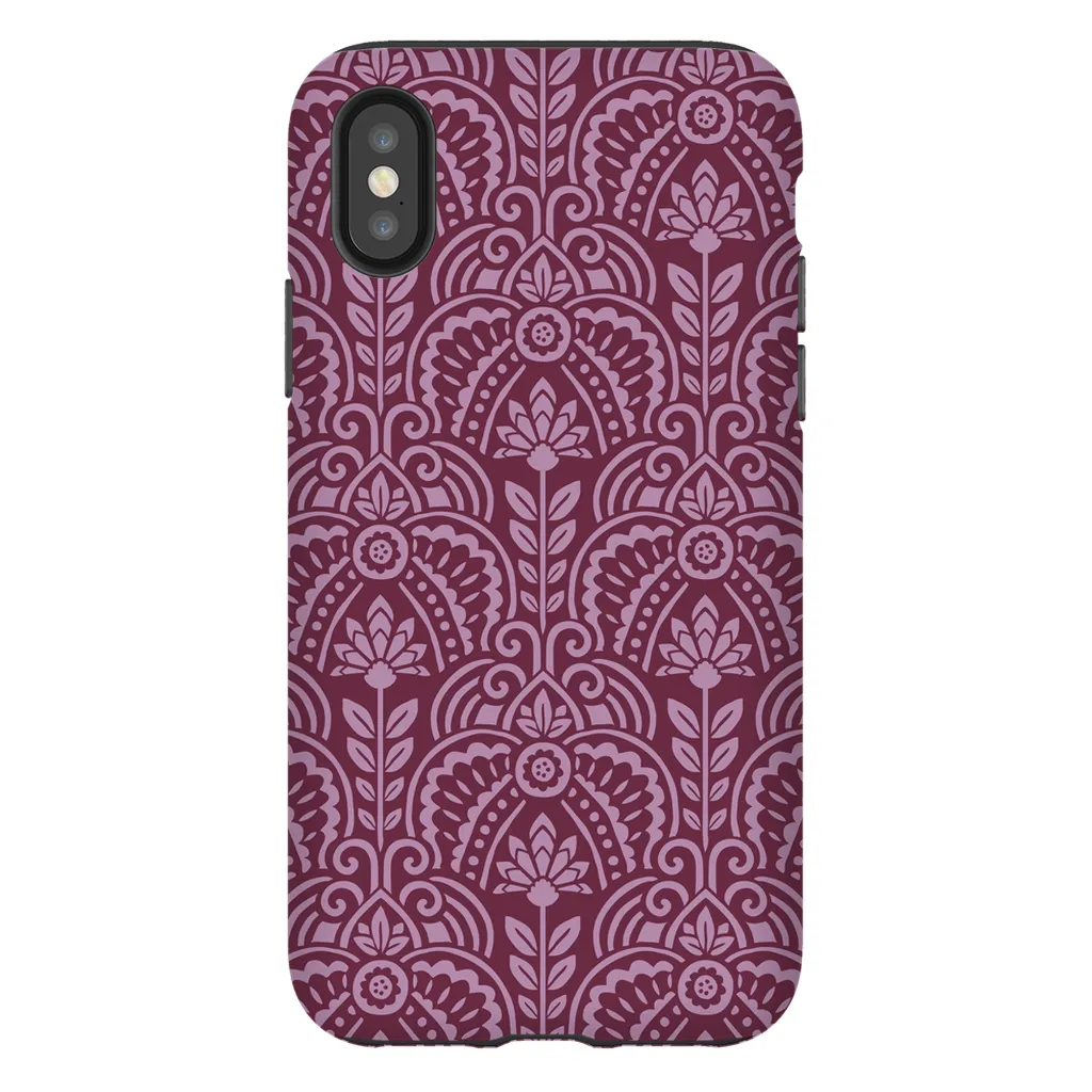 Tough Phone Case - Maroon Deco Pattern