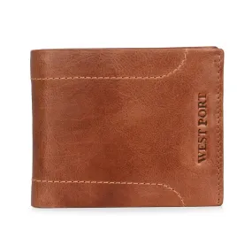 West Port Men's Genuine Leather Wallet – Classic Design with Ample Storage (M-WT-ISC-11-COGNAC-MEDIUM)