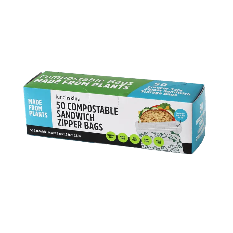 Ziptop Compostable Freezer-Safe Sandwich Storage Bags 50CT
