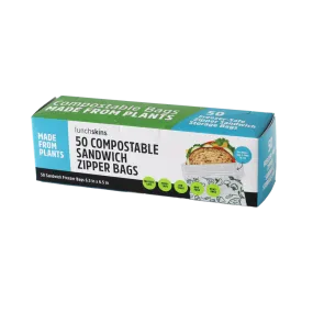 Ziptop Compostable Freezer-Safe Sandwich Storage Bags 50CT